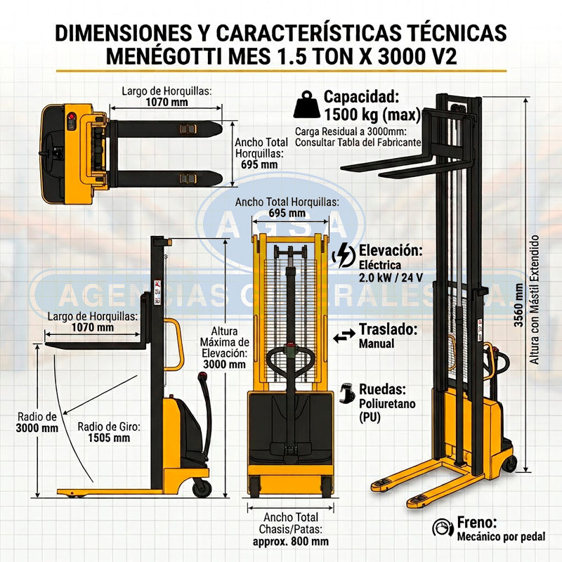 Apilador a batería 1.5 Tn - T098058201EM